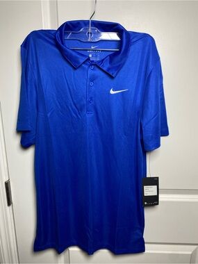 Nike Men's Polo Shirt - Royal Blue with White Swoosh